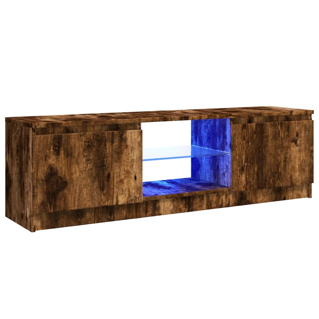 füstölt tölgy színű TV-szekrény LED lámpákkal 120x30x36 cm
