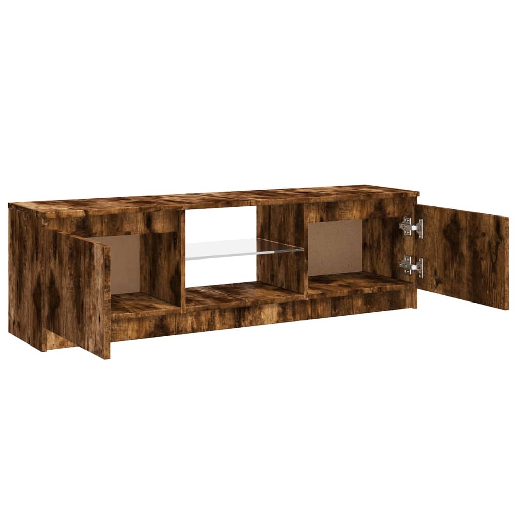 füstölt tölgy színű TV-szekrény LED lámpákkal 120x30x36 cm