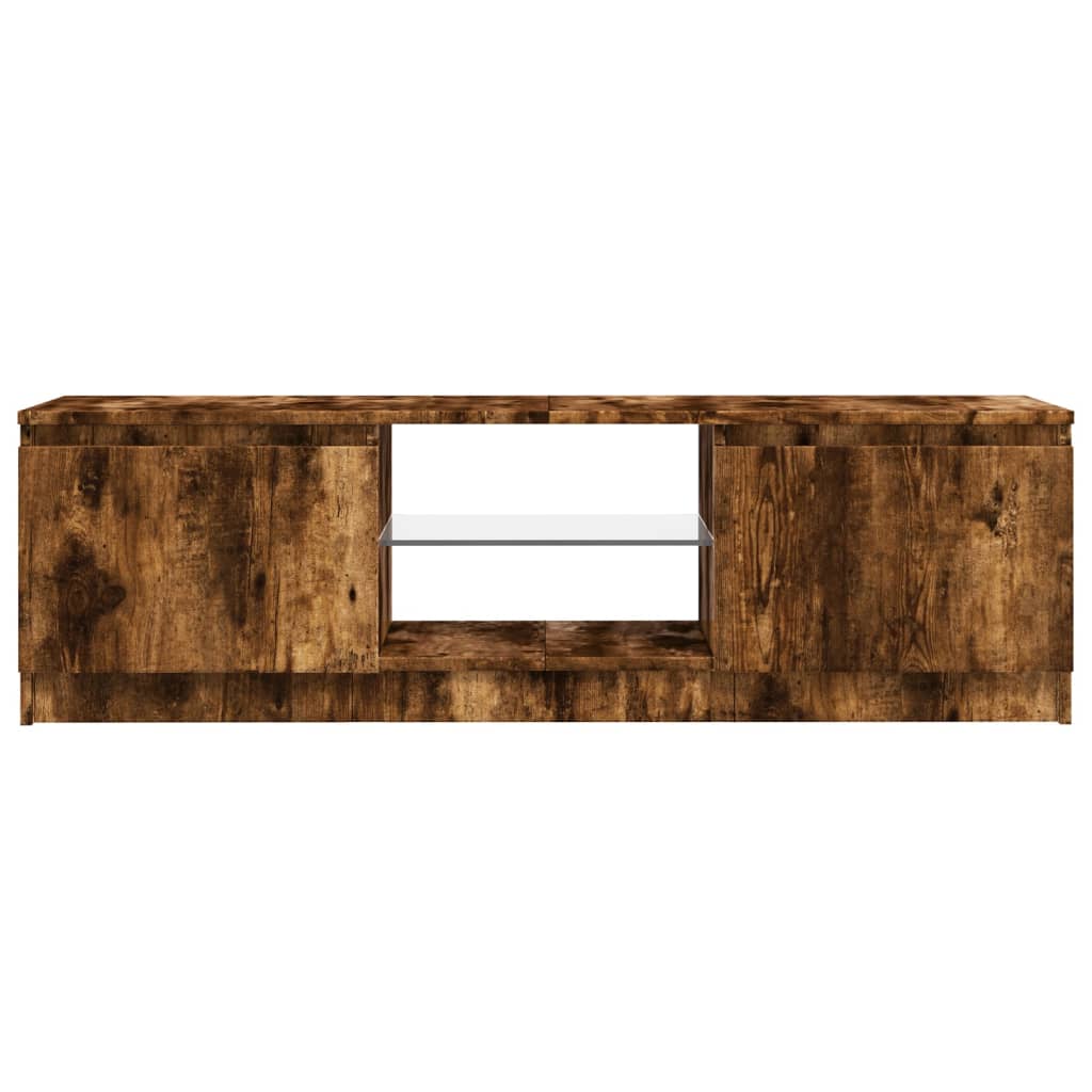 füstölt tölgy színű TV-szekrény LED lámpákkal 120x30x36 cm