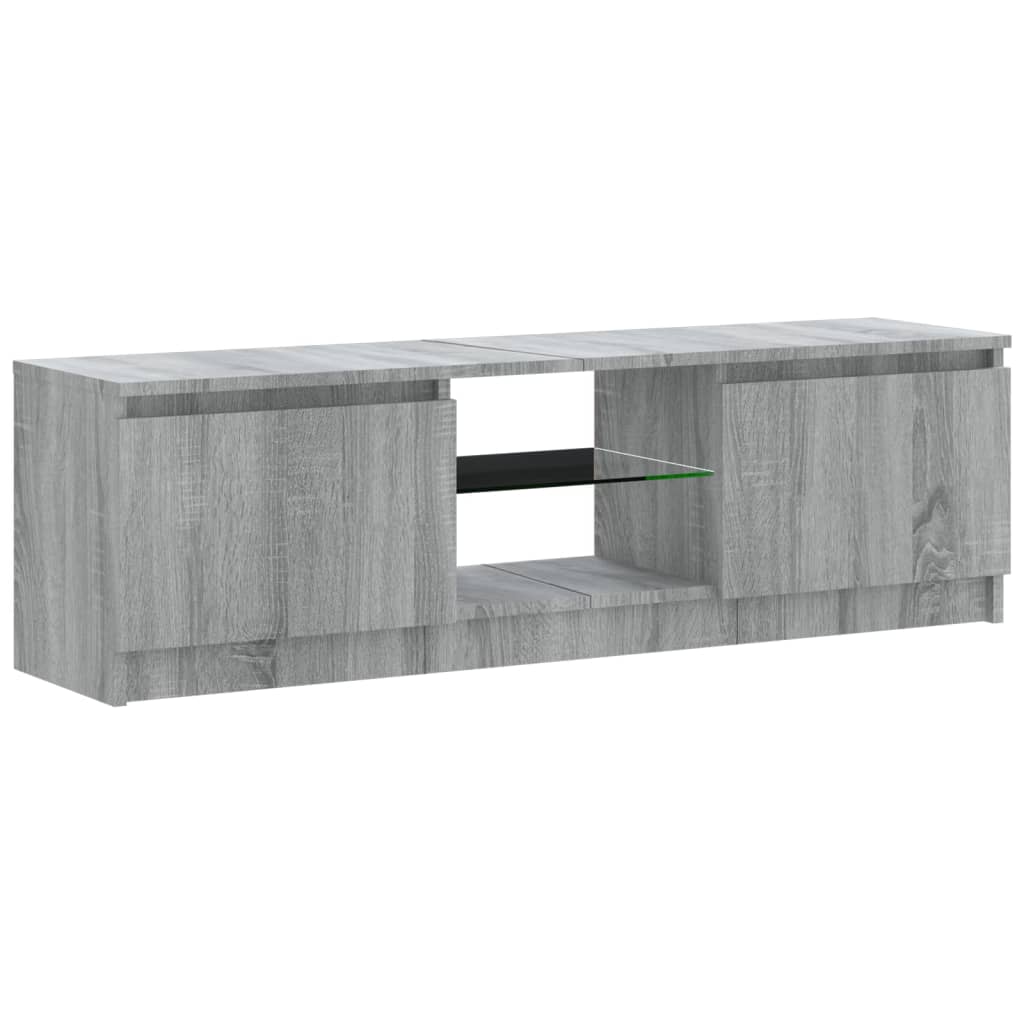 szürke sonoma színű TV-szekrény LED lámpákkal 120 x 30 x 36cm