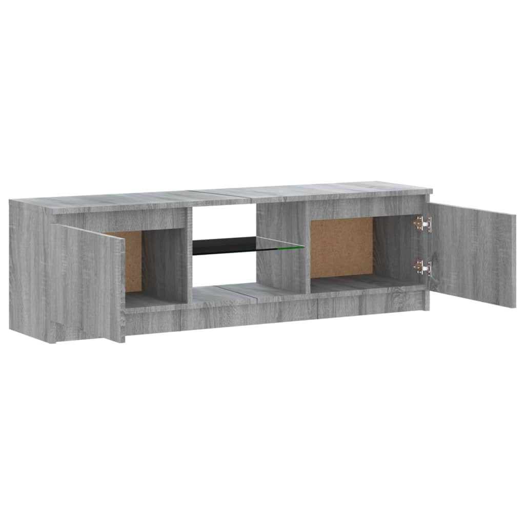szürke sonoma színű TV-szekrény LED lámpákkal 120 x 30 x 36cm