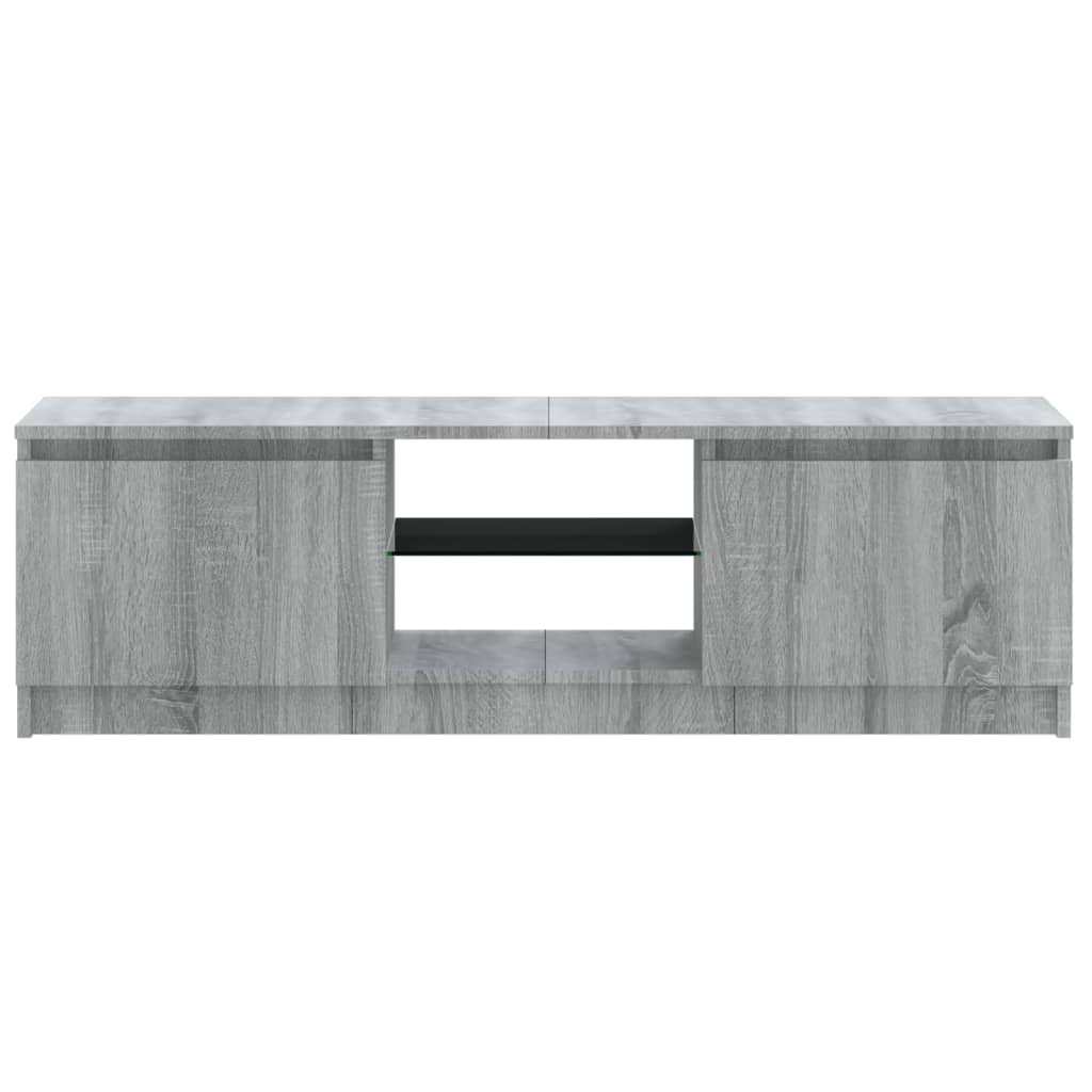 szürke sonoma színű TV-szekrény LED lámpákkal 120 x 30 x 36cm