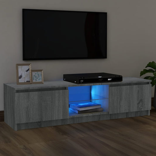 szürke sonoma színű TV-szekrény LED lámpákkal 120 x 30 x 36cm