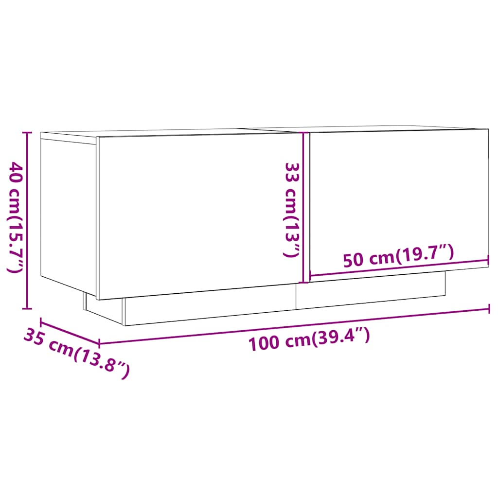 szürke sonoma színű szerelt fa TV-szekrény 100 x 35 x 40 cm