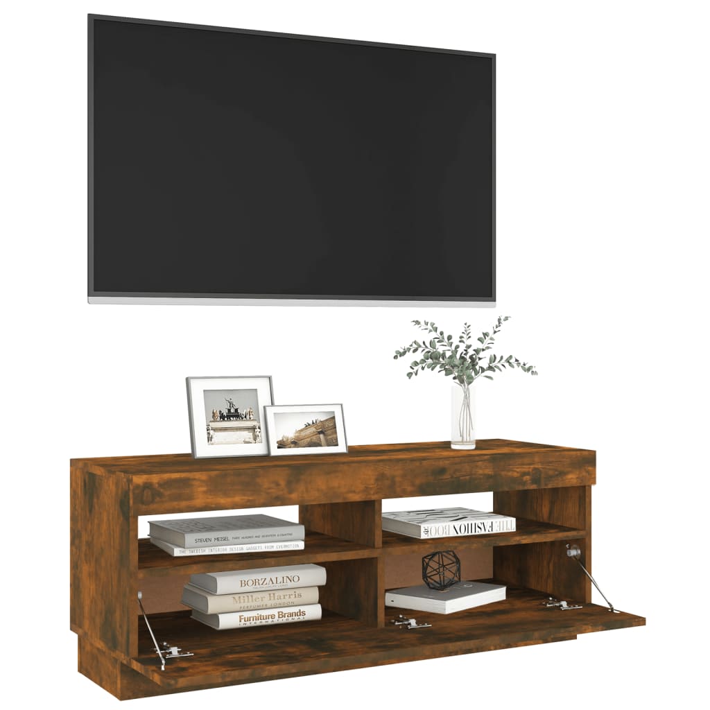 füstös tölgy színű TV-szekrény LED-világítással 100x35x40 cm