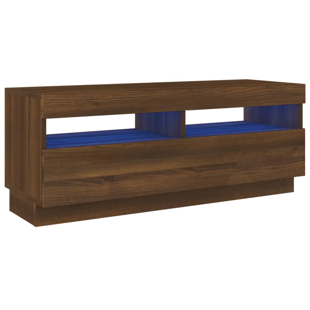 barna tölgyszínű TV-szekrény LED-világítással 100 x 35 x 40 cm