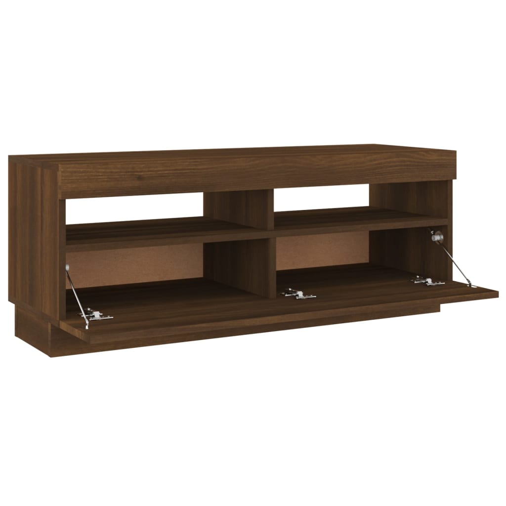 barna tölgyszínű TV-szekrény LED-világítással 100 x 35 x 40 cm