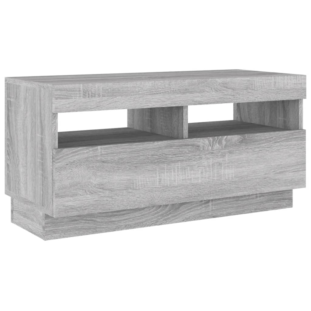 szürke sonoma TV-szekrény LED világítással 80 x 35 x 40 cm