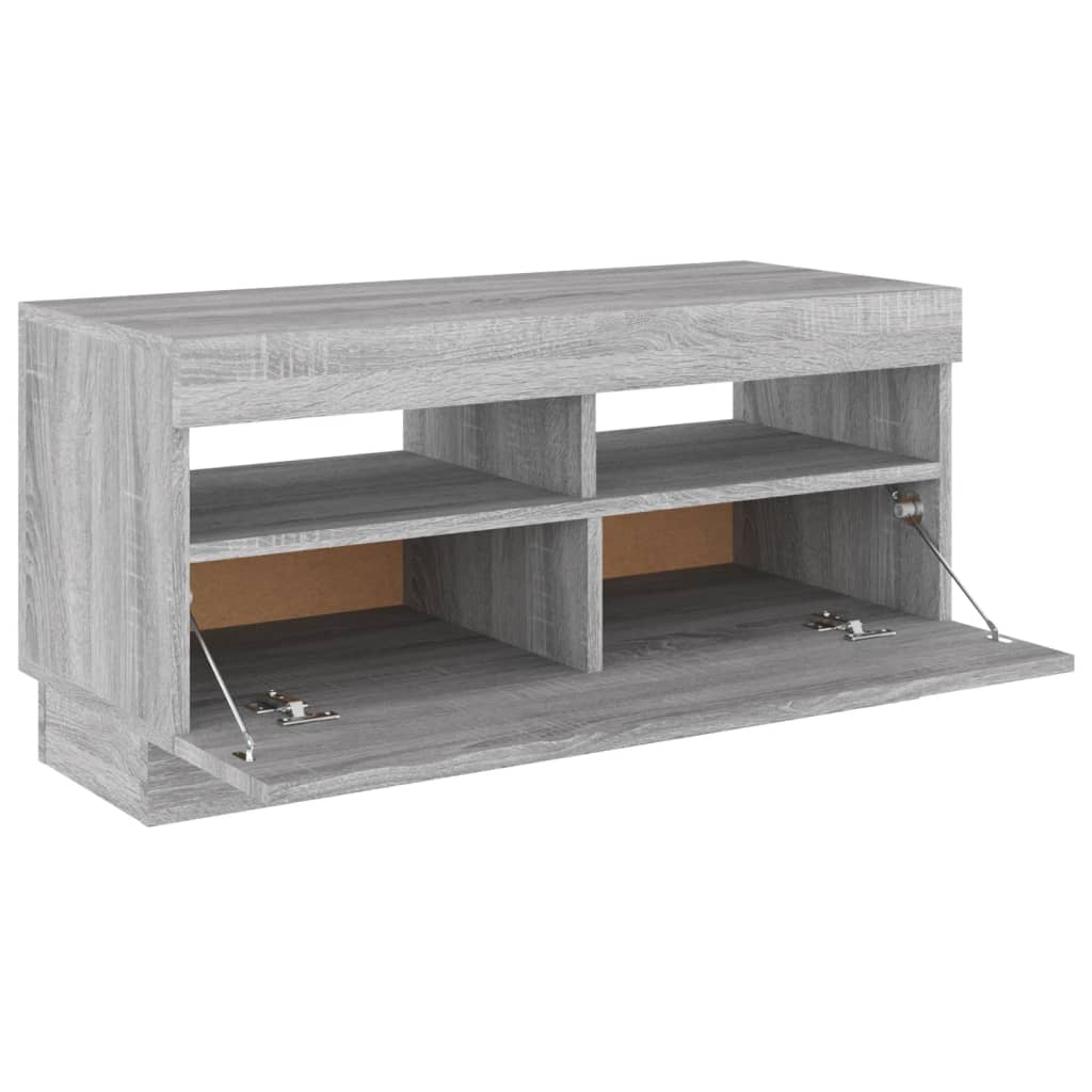 szürke sonoma TV-szekrény LED világítással 80 x 35 x 40 cm