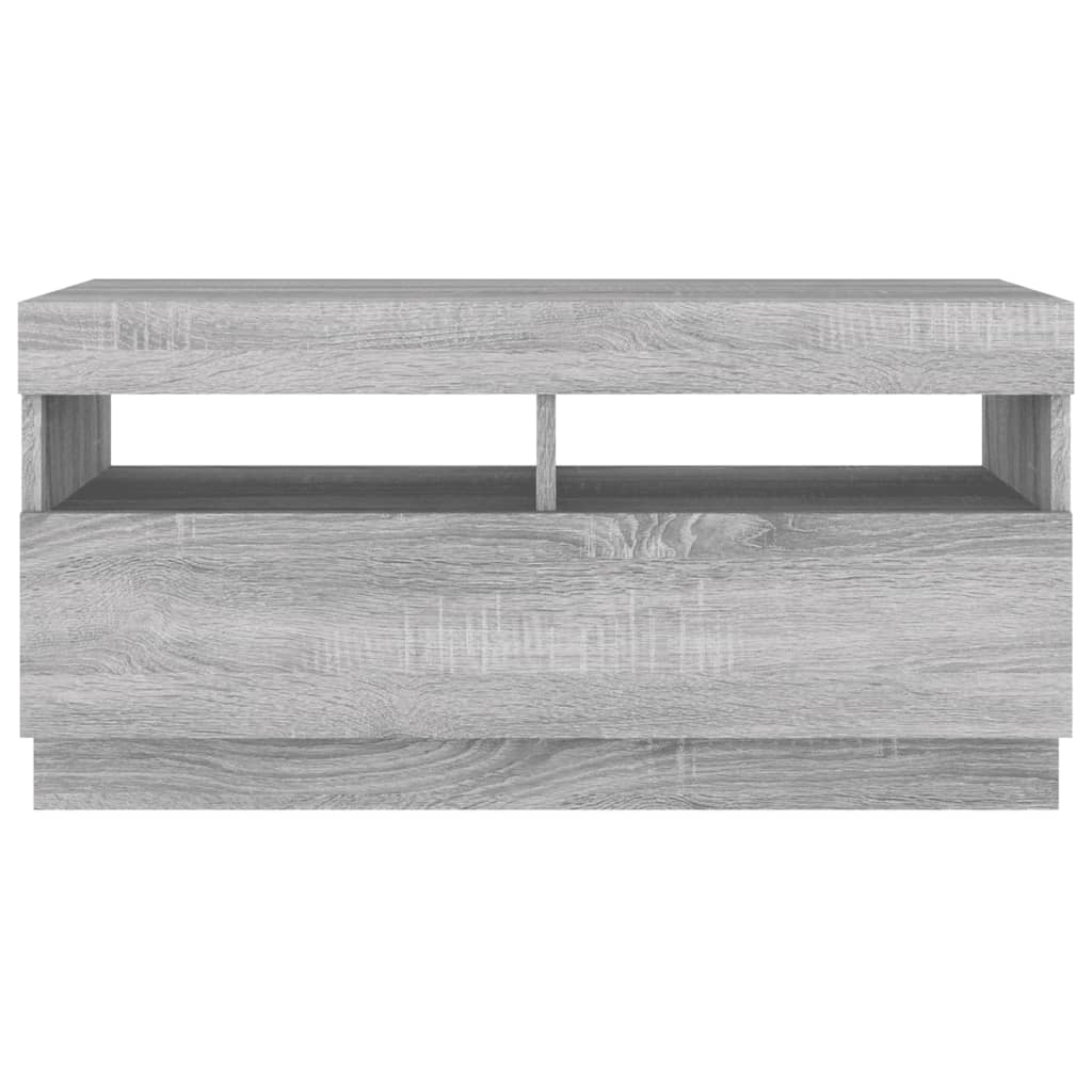 szürke sonoma TV-szekrény LED világítással 80 x 35 x 40 cm