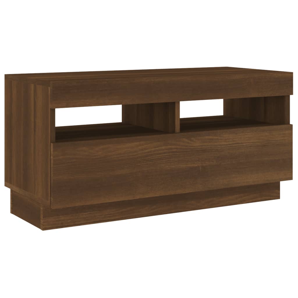 barna tölgyszínű TV-szekrény LED-világítással 80 x 35 x 40 cm