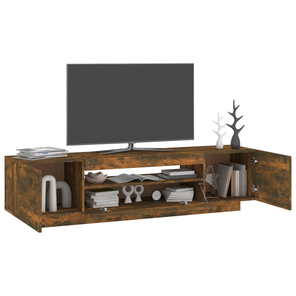 füstös tölgy színű TV-szekrény LED-világítással 160x35x40 cm