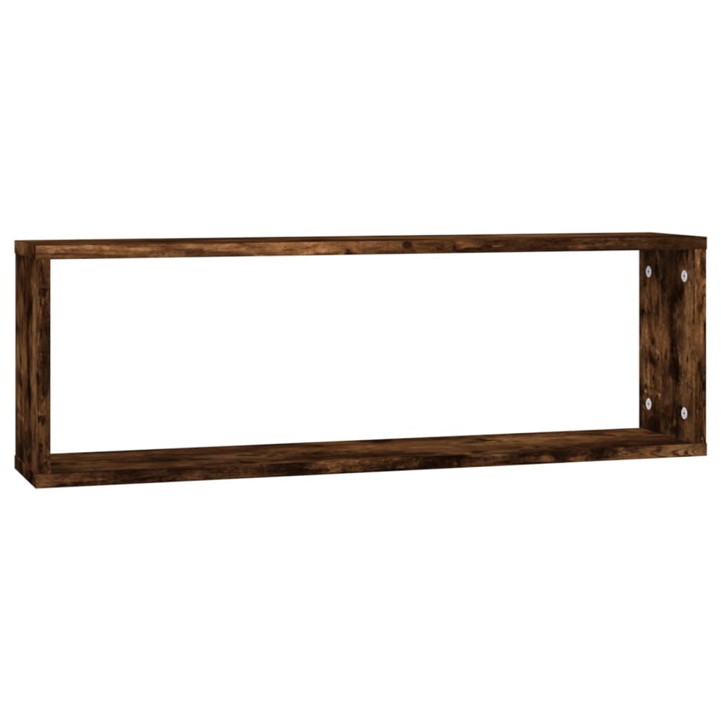 2 db füstös tölgy színű szerelt fa fali kockapolc 80x15x26,5 cm