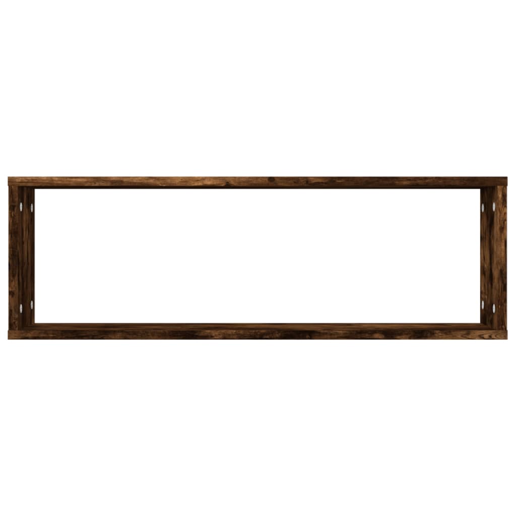 2 db füstös tölgy színű szerelt fa fali kockapolc 80x15x26,5 cm
