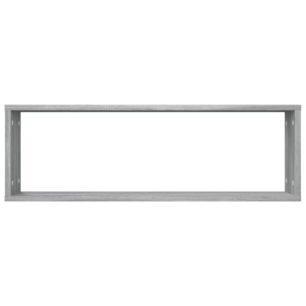 2 db szürke sonoma színű szerelt fa fali kockapolc 80x15x26,5cm