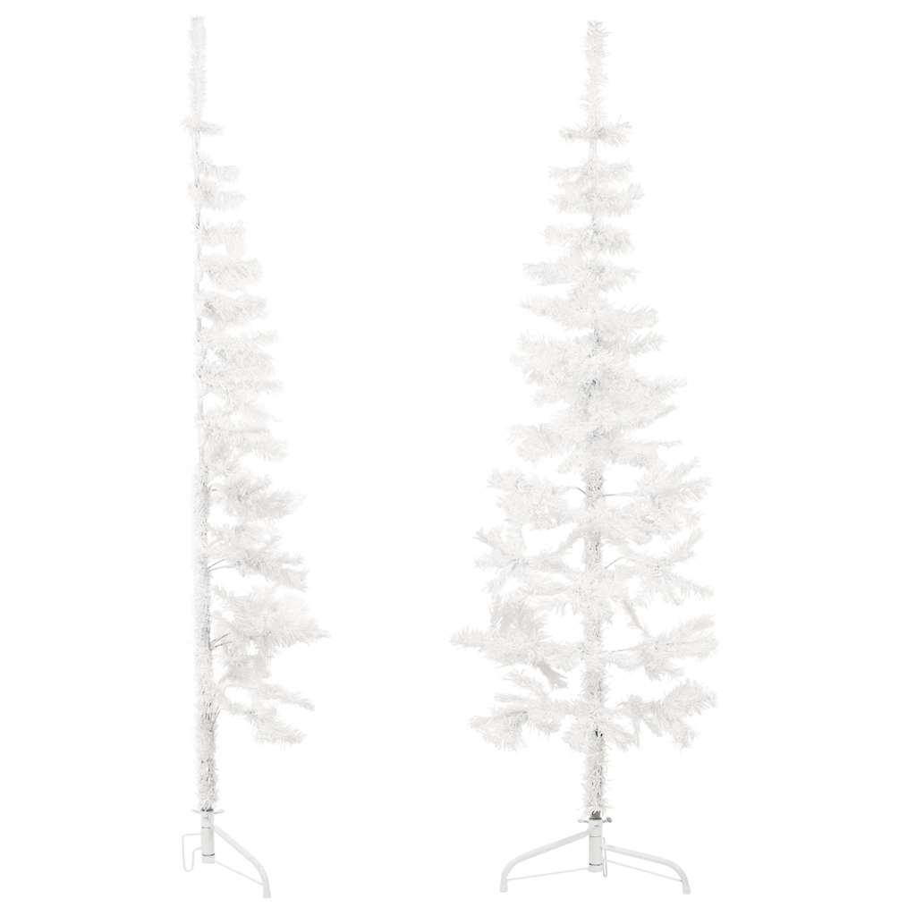 fehér vékony fél műkarácsonyfa állvánnyal 120 cm