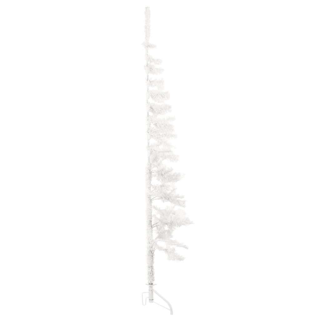 fehér vékony fél műkarácsonyfa állvánnyal 120 cm