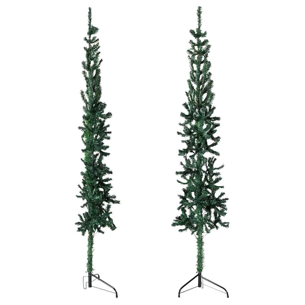 zöld vékony fél műkarácsonyfa állvánnyal 120 cm