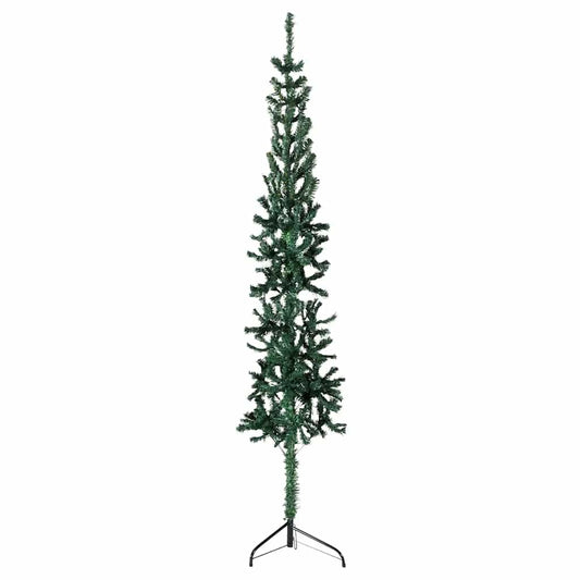 zöld vékony fél műkarácsonyfa állvánnyal 240 cm