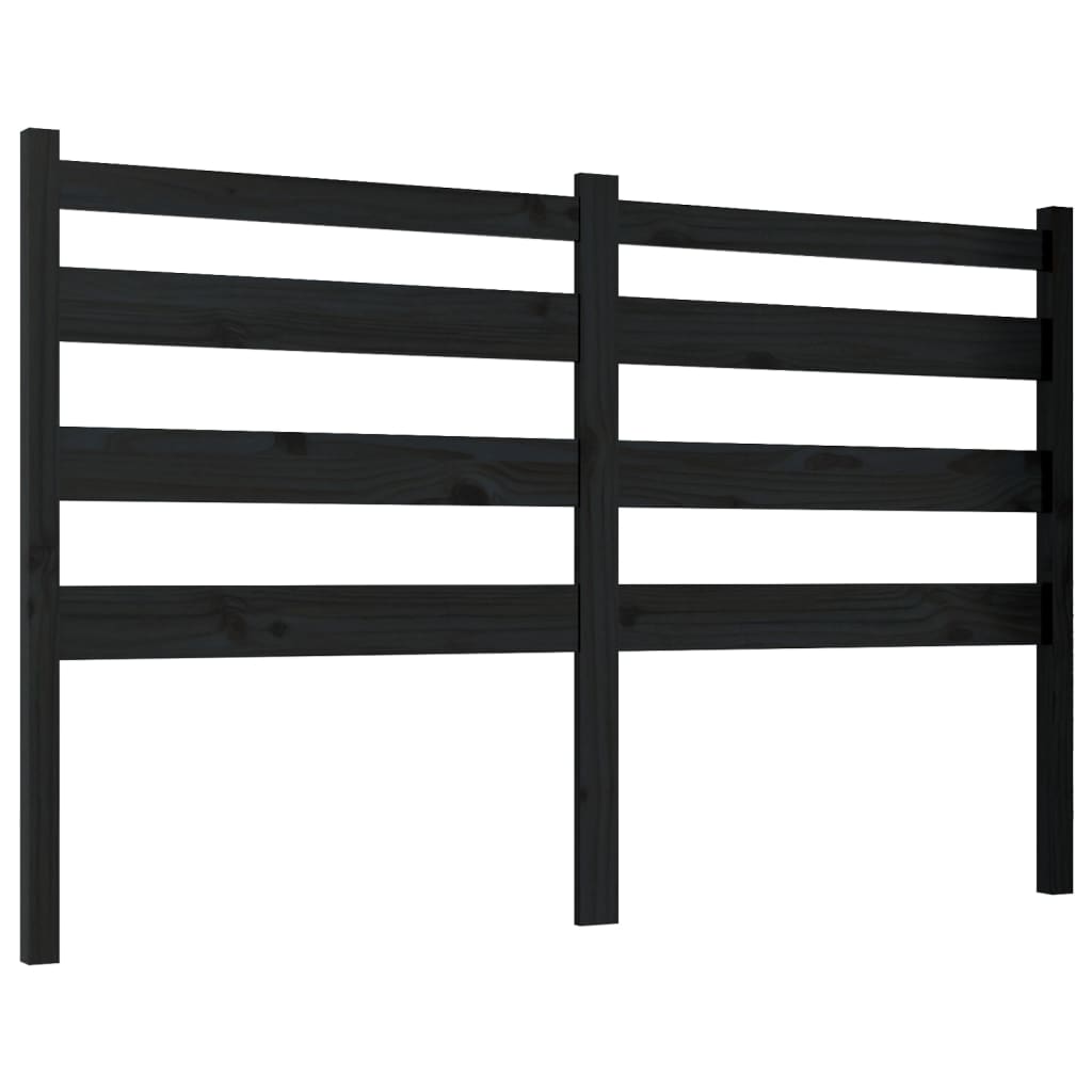 fekete tömör fenyőfa ágyfejtámla 146 x 4 x 100 cm