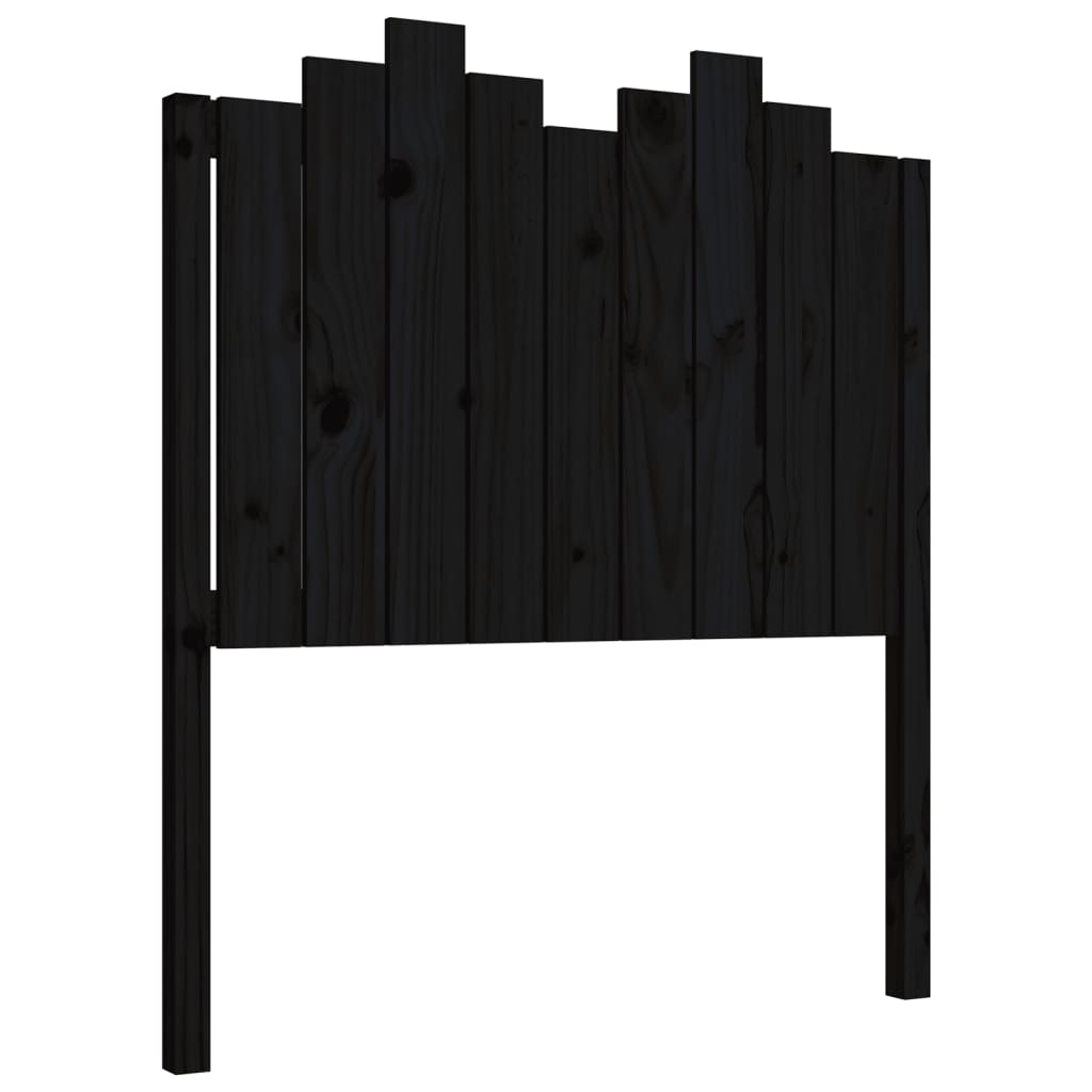 fekete tömör fenyőfa ágyfejtámla 96x4x110 cm