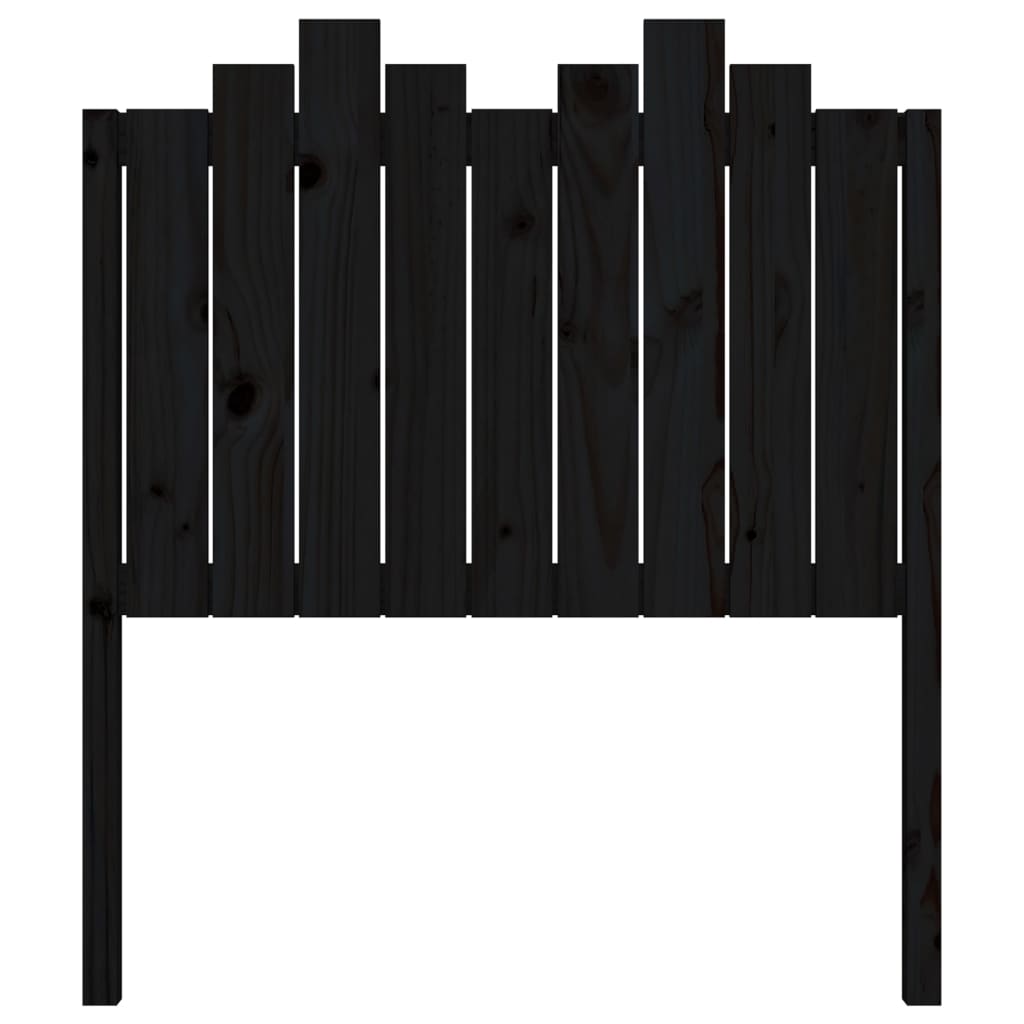 fekete tömör fenyőfa ágyfejtámla 96x4x110 cm