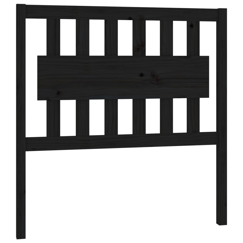 fekete tömör fenyőfa ágyfejtámla 95,5 x 4 x 100 cm