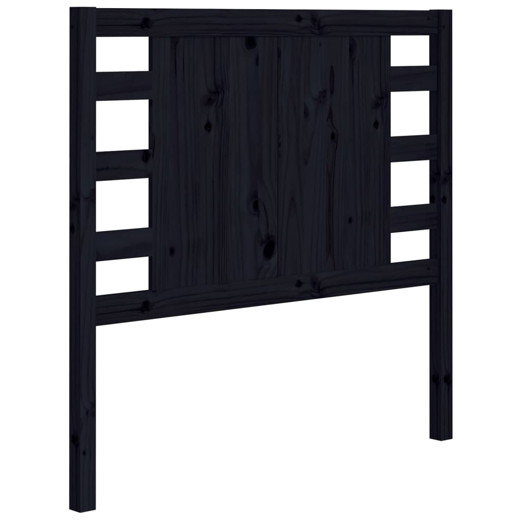 fekete tömör fenyőfa ágyfejtámla 96 x 4 x 100 cm