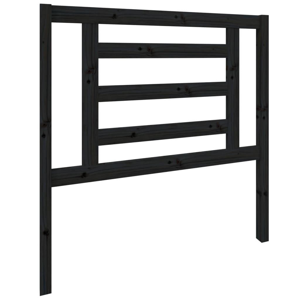 fekete tömör fenyőfa ágyfejtámla 96 x 4 x 100 cm