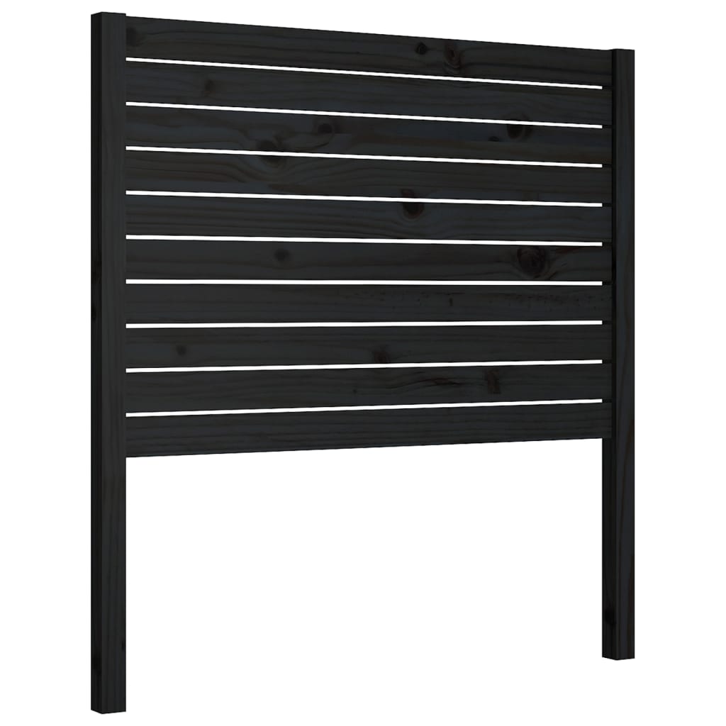 fekete tömör fenyőfa ágyfejtámla 96 x 4 x 100 cm