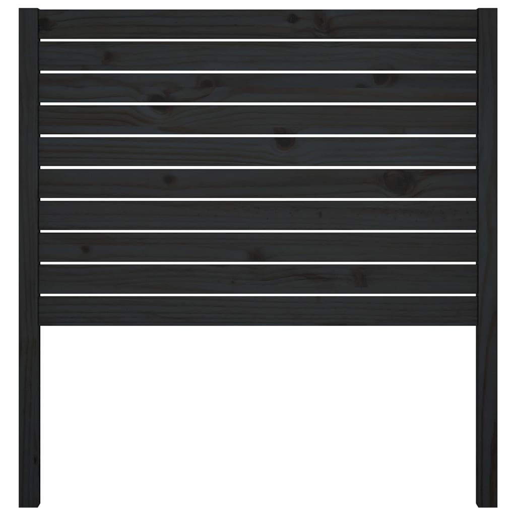 fekete tömör fenyőfa ágyfejtámla 96 x 4 x 100 cm