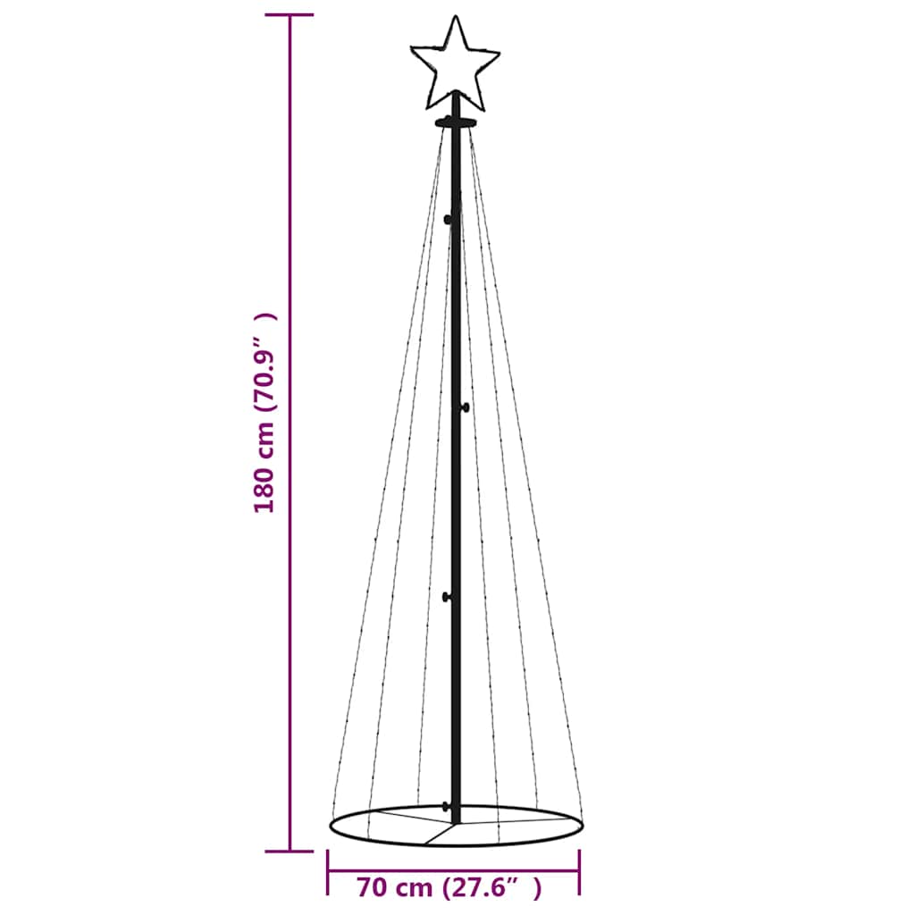 kúp alakú karácsonyfa 108 színes LED-del 70 x 180 cm