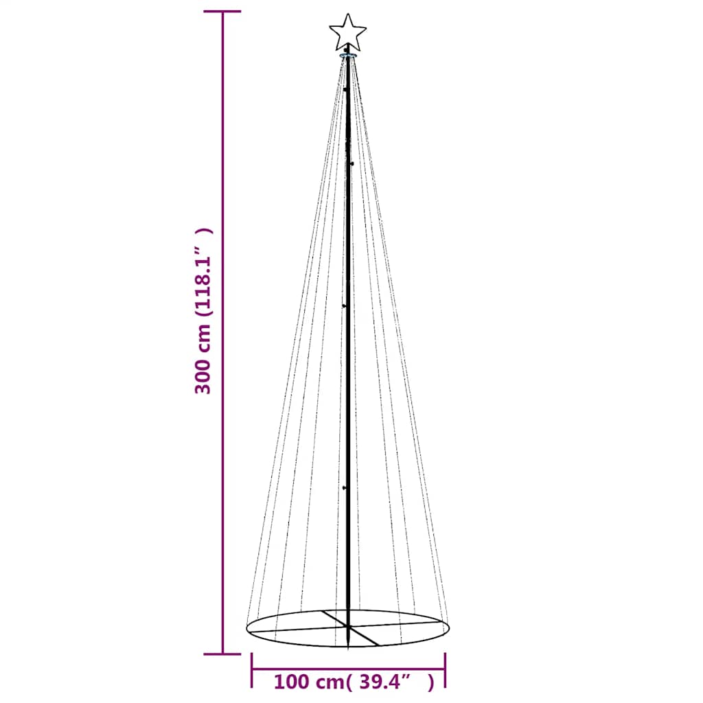 kúp alakú karácsonyfa 310 meleg fehér LED-del 100 x 300 cm