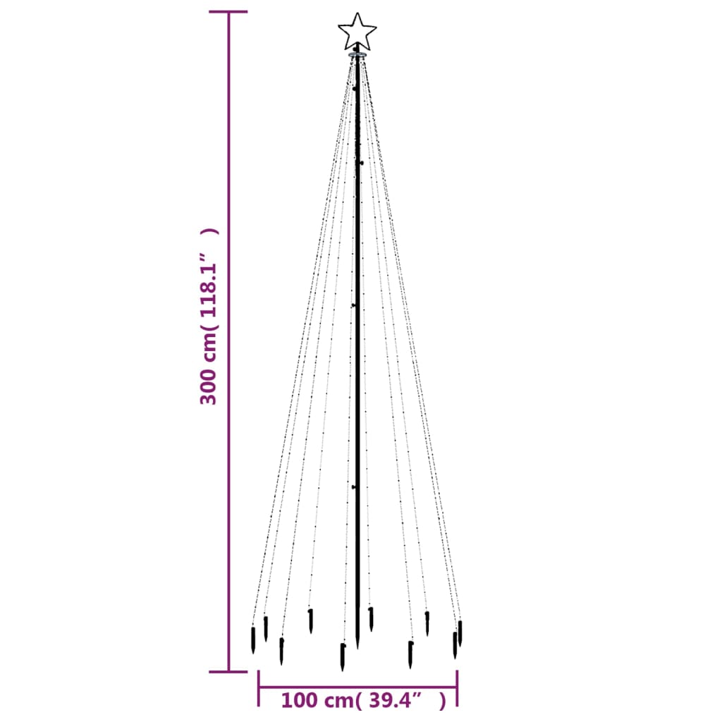 hideg fehér fényű karácsonyfa tüskével 310 LED-del 300 cm