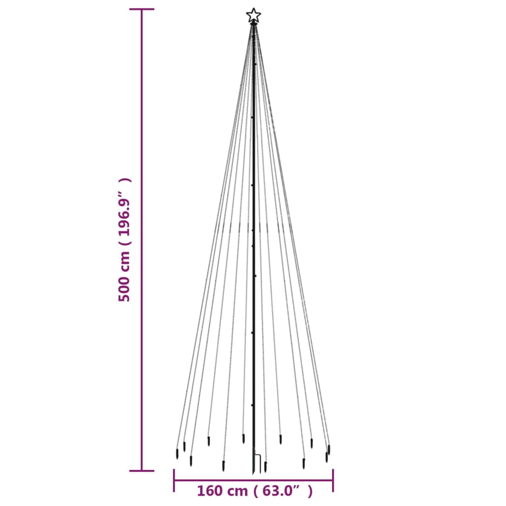 karácsonyfa cövekkel 732 meleg fehér LED-del 500 cm