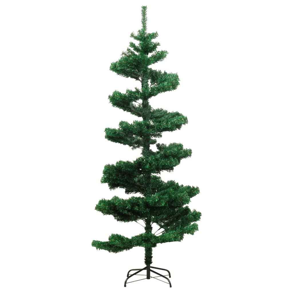 zöld PVC kivilágított állványos kacskaringós karácsonyfa 150 cm