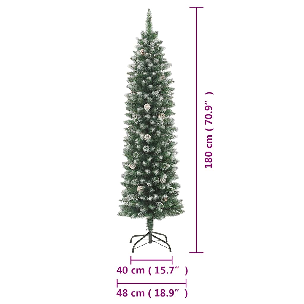 vékony PVC műkarácsonyfa állvánnyal 180 cm