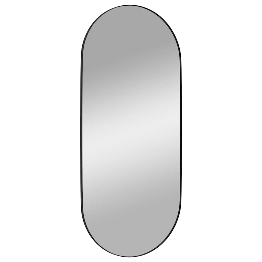 fekete ovális falra szerelhető tükör 45x100 cm