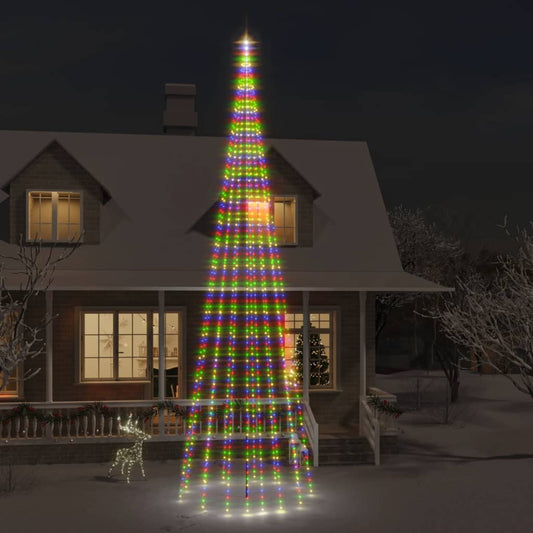 karácsonyfa zászlórúdon 1134 színes LED-del 800 cm