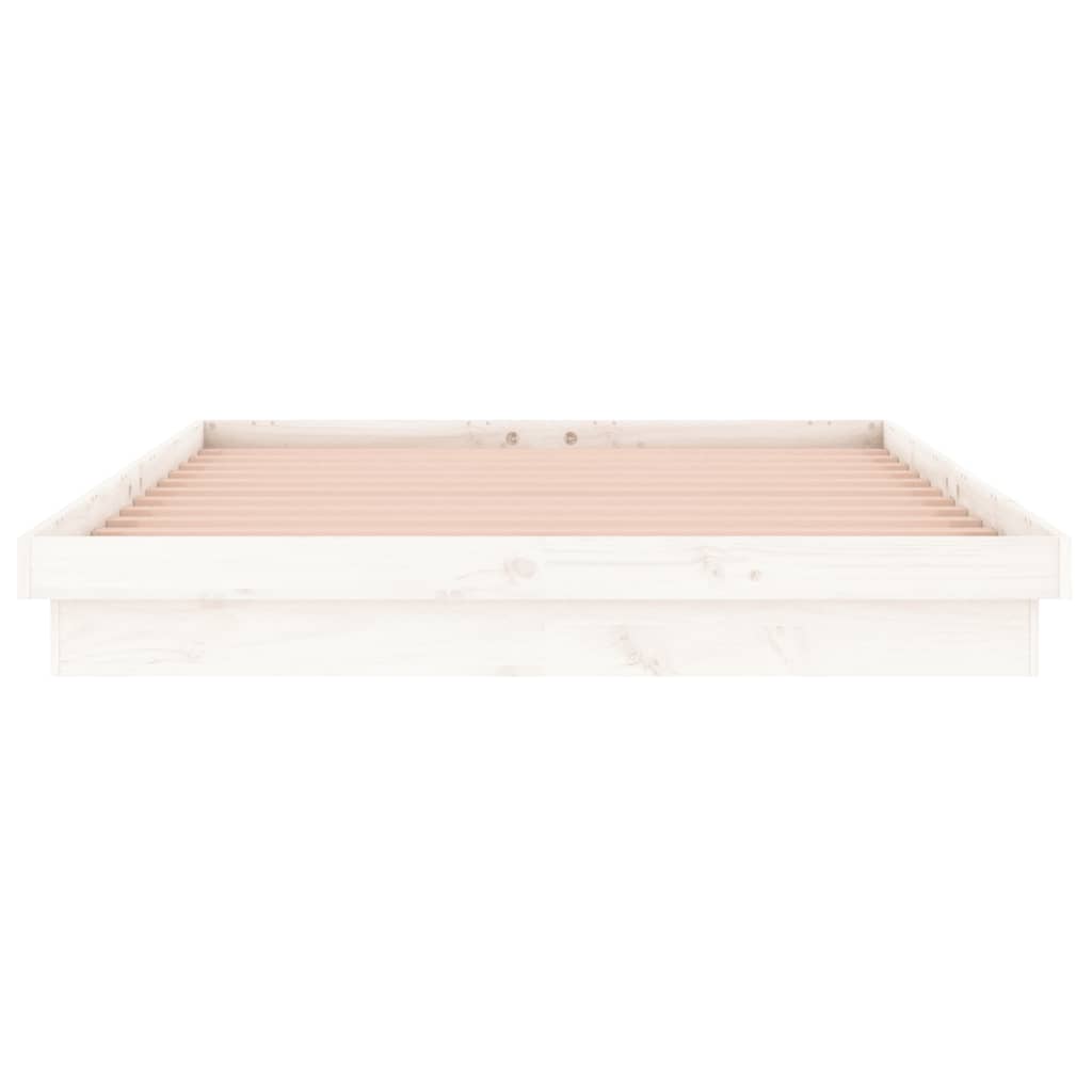 fehér tömör fa ágykeret LED-ekkel 180 x 200 cm (Super King)