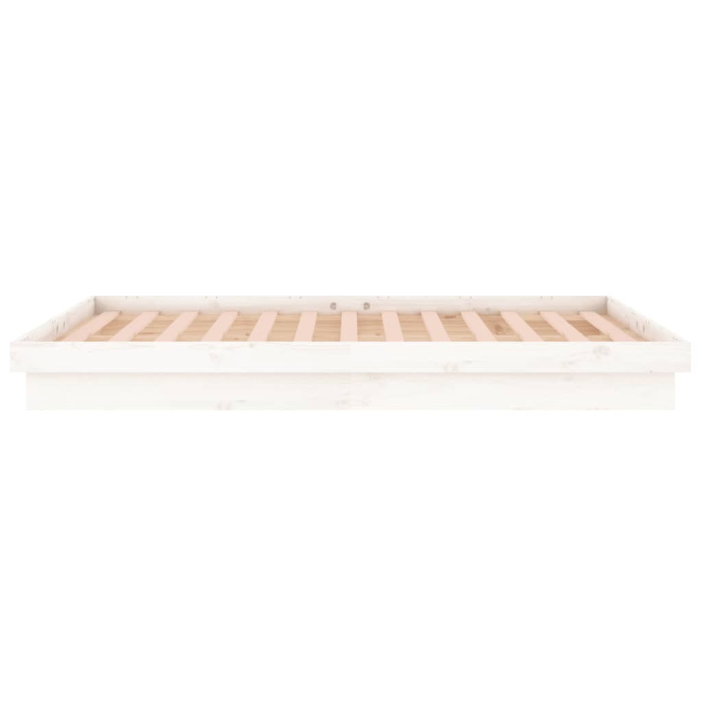 fehér tömör fa ágykeret LED-ekkel 180 x 200 cm (Super King)