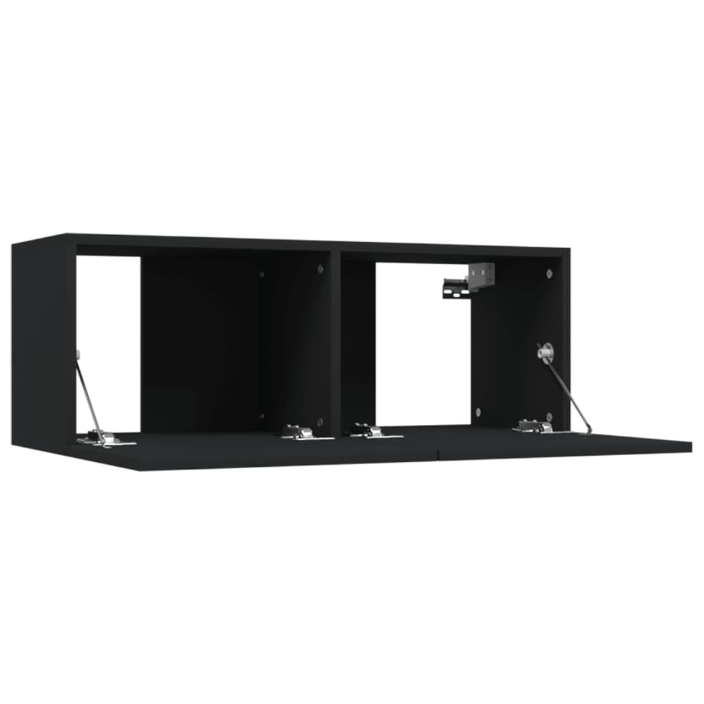 2 db fekete szerelt fa TV-szekrény 80 x 30 x 30 cm