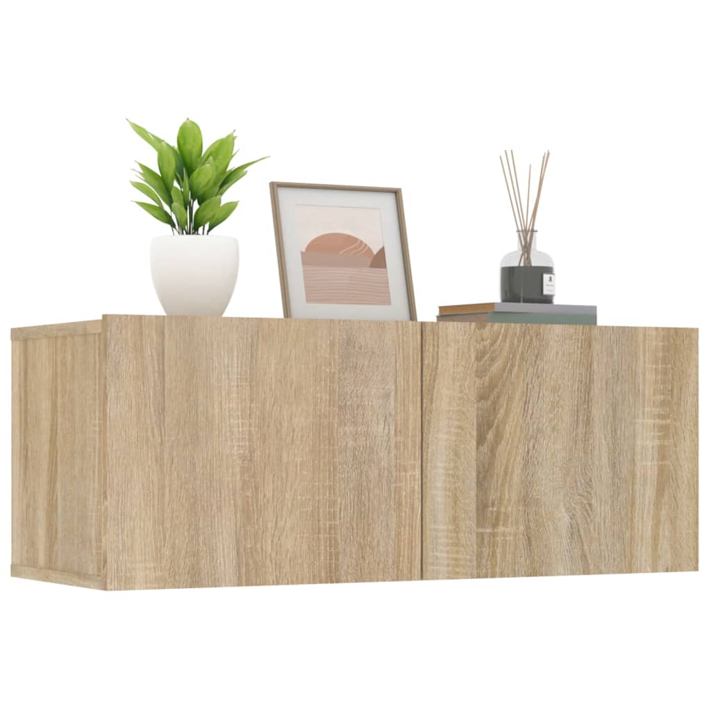 2 db sonoma tölgy szerelt fa TV-szekrény 80x30x30 cm
