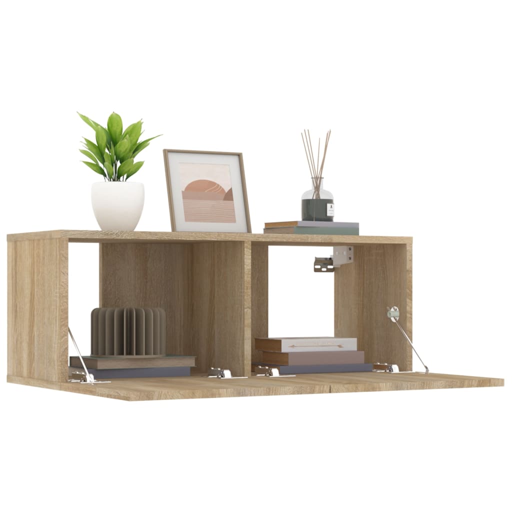 2 db sonoma tölgy szerelt fa TV-szekrény 80x30x30 cm