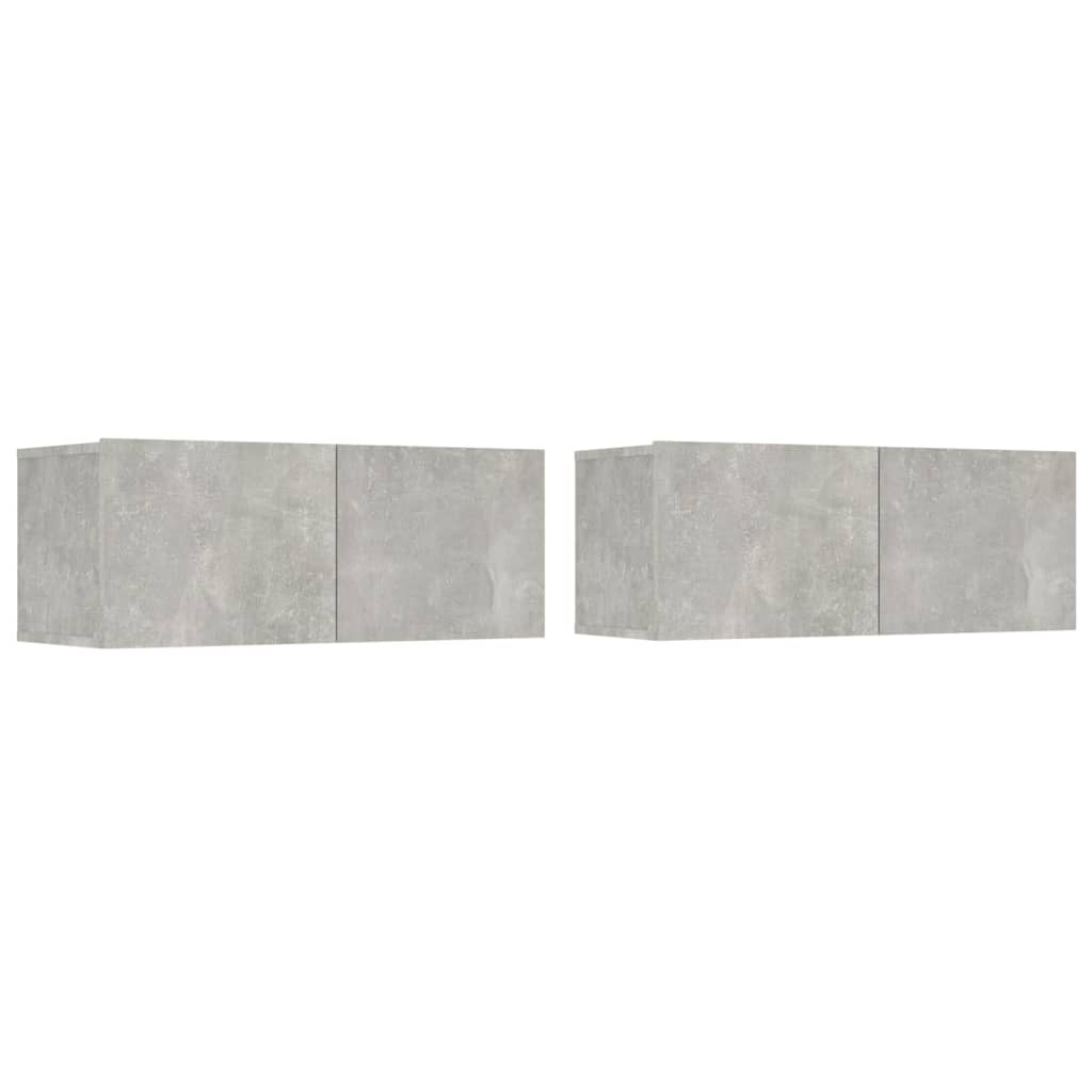 2 db betonszürke szerelt fa TV-szekrény 80 x 30 x 30 cm