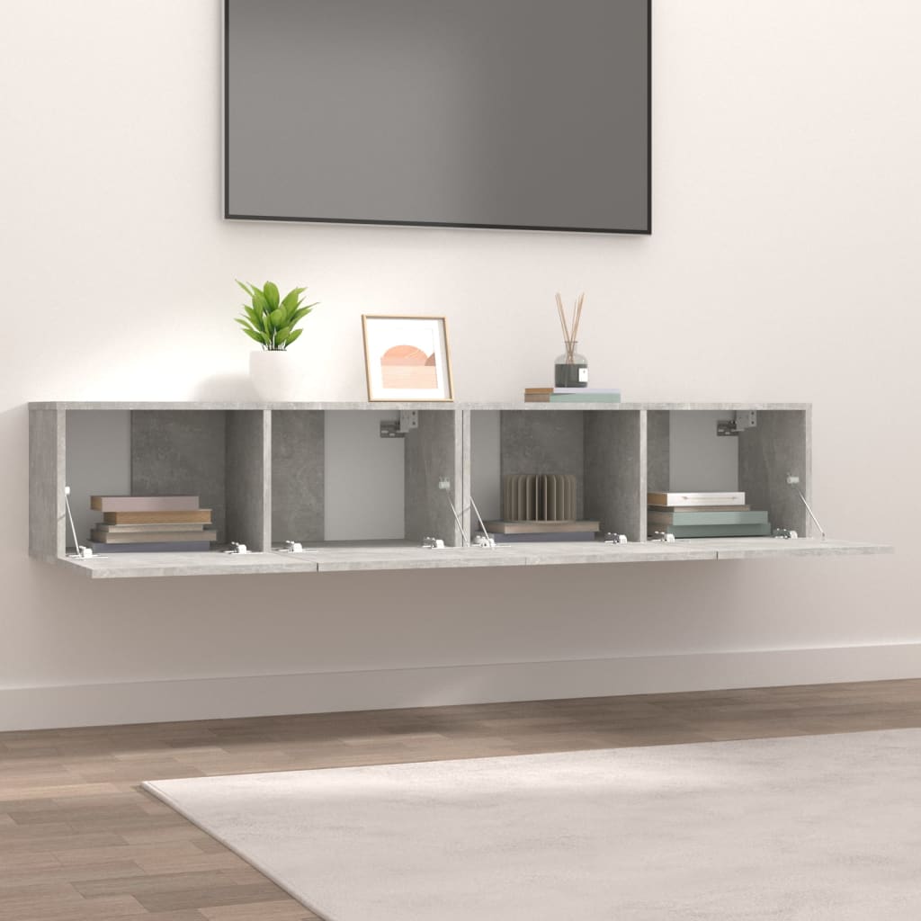 2 db betonszürke szerelt fa TV-szekrény 80 x 30 x 30 cm