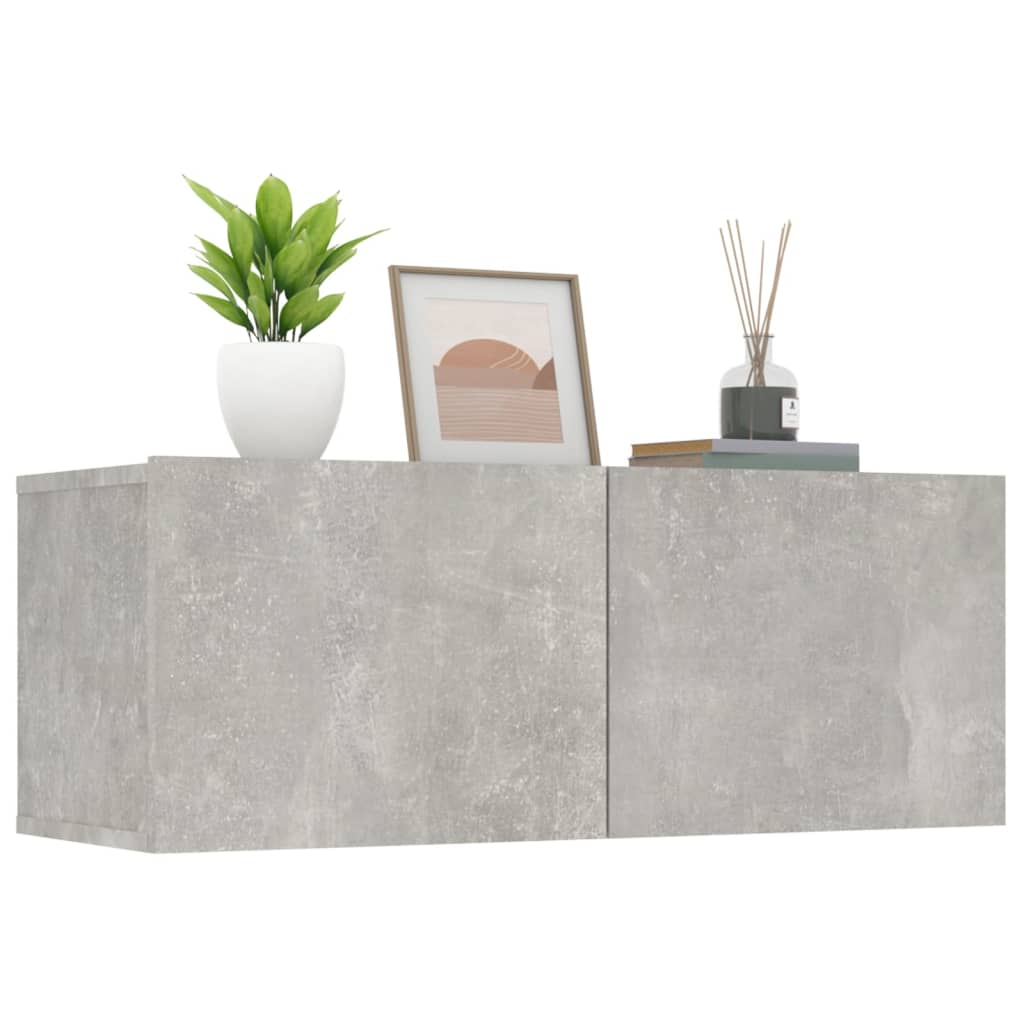 2 db betonszürke szerelt fa TV-szekrény 80 x 30 x 30 cm