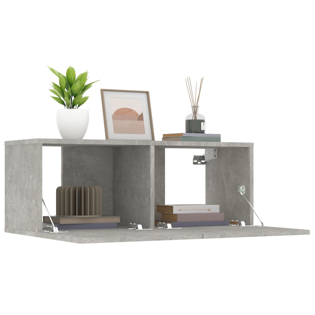 2 db betonszürke szerelt fa TV-szekrény 80 x 30 x 30 cm