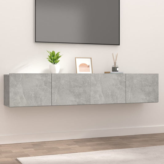 2 db betonszürke szerelt fa TV-szekrény 80 x 30 x 30 cm