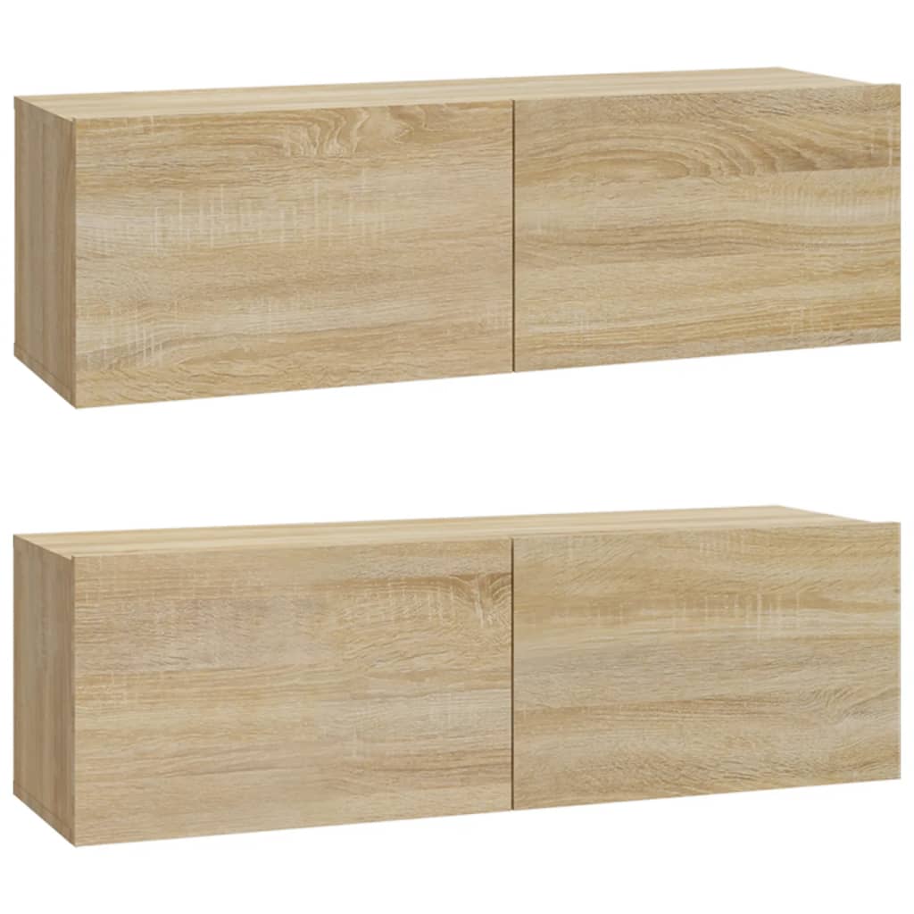 2 db sonoma tölgy szerelt fa fali TV-szekrény 100x30x30 cm